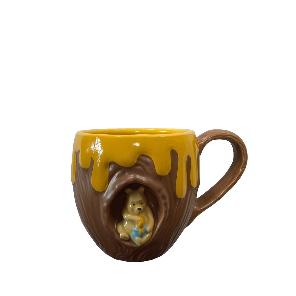 Disney Parks Winnie the Pooh Sculpted Ceramic Mug Honey Pot Tree New